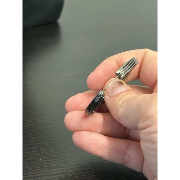 Vintage Black Double Hoop Leverback Earrings - Picture 12 of 14